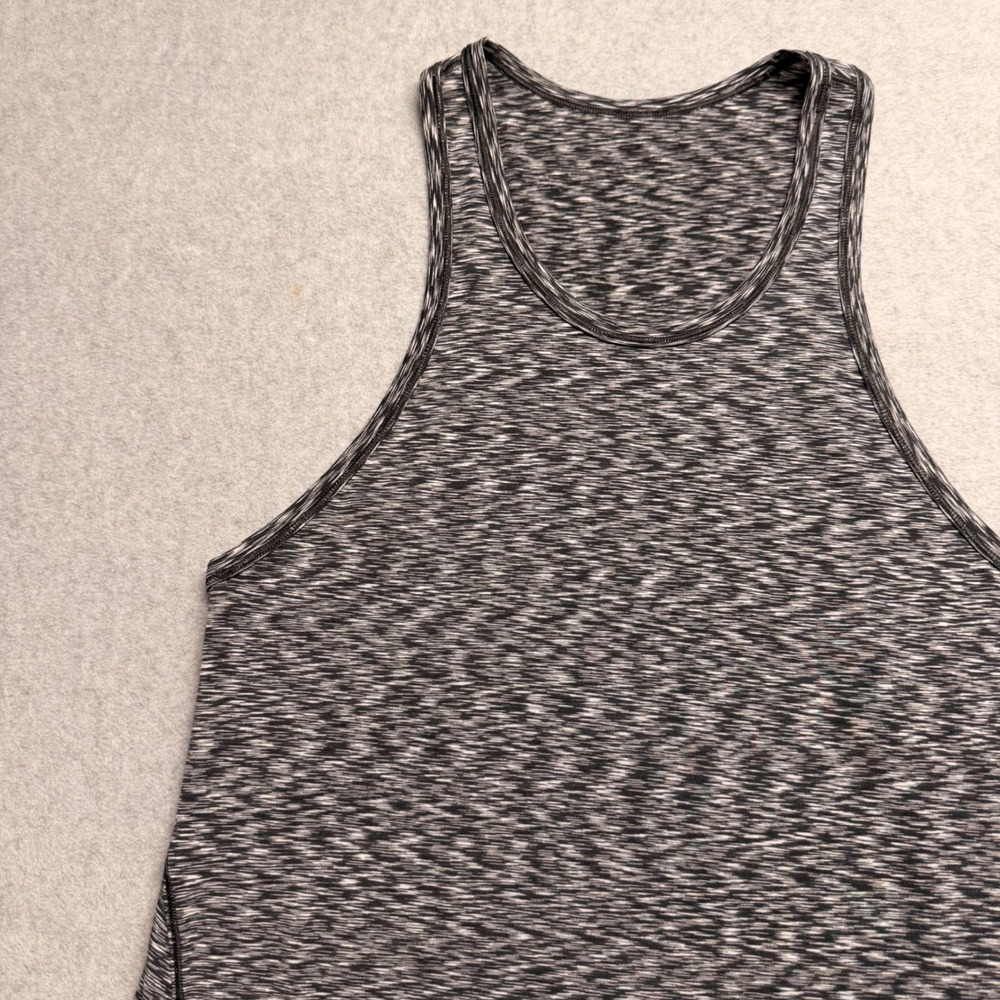 Lululemon Goal Up High Neck Space Dye Racerback Tank Top Split Back Black White - Picture 4 of 9